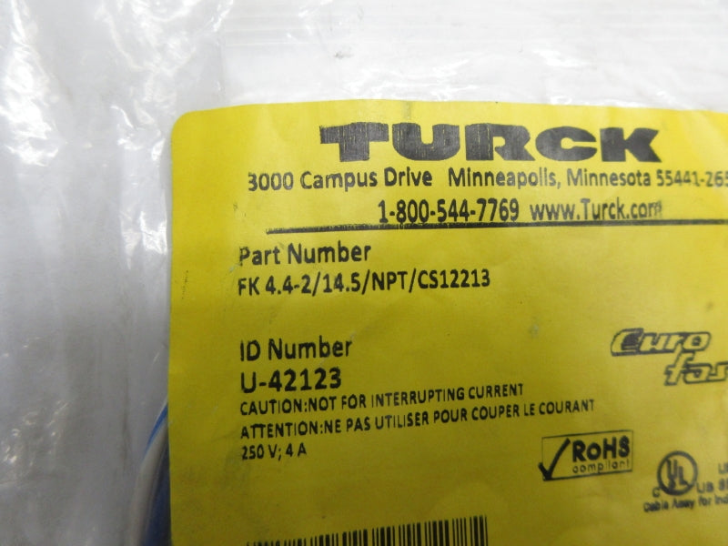 TURCK FK4.4-2/14.5/NPT/CS12213 U-42123 250V 4A NSMP