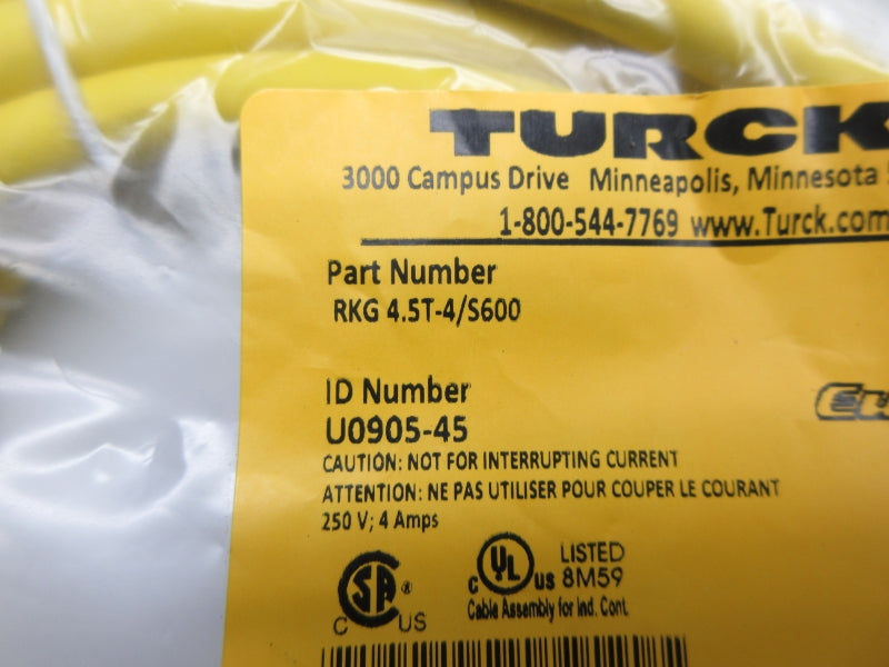 TURCK RKG4.5T-4/S600 U0905-45 250V 4A NSMP