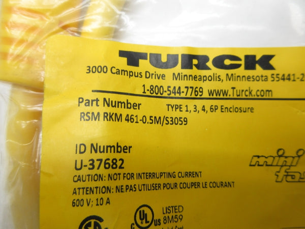 TURCK RSMRKM461-0.5M/S3059 U-37682 600V 10A NSMP