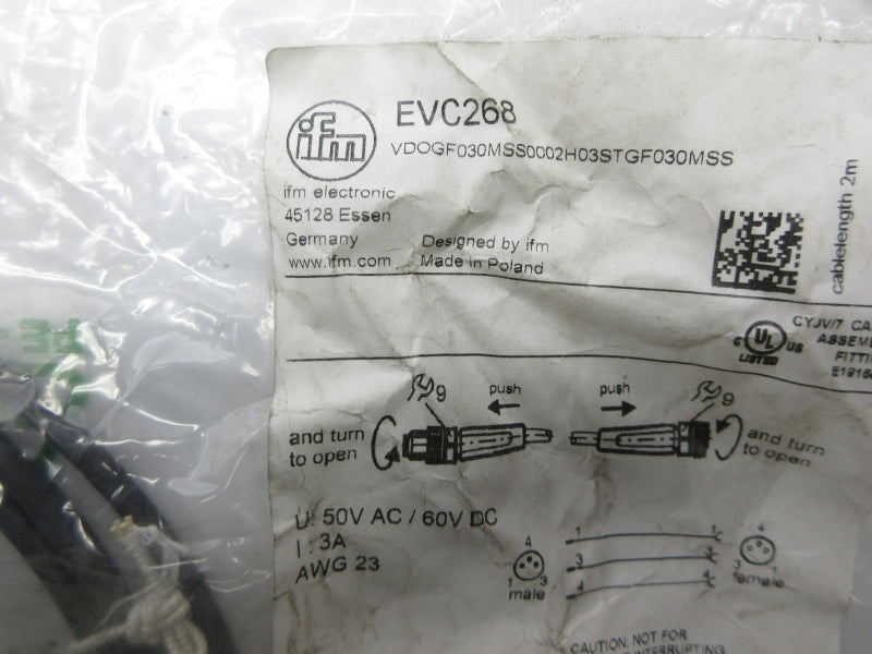 IFM EFECTOR EVC268 VDOF030MSS0002H03STGF030MSS 50VAC 3A NSMP