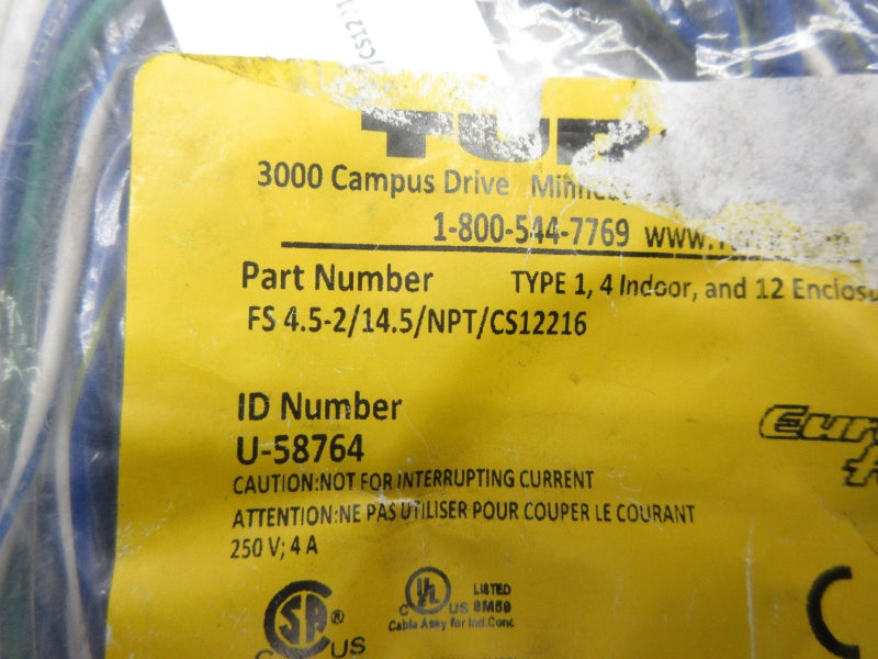 TURCK FS4.5-2/14.5/NPT/CS12216 U-58764 250V 4A NSMP