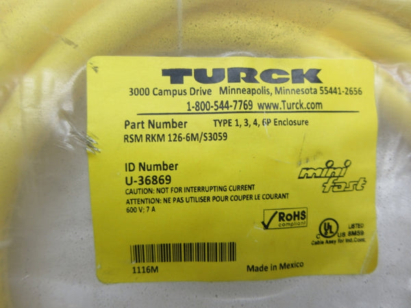 TURCK RSMRKM126-6M/S3059 U-36869 600V 7A NSMP
