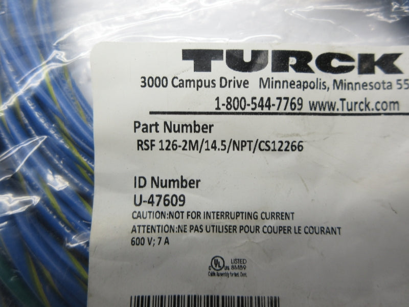 TURCK RSF126-2M/14.5/NPT/CS12266 U-47609 600V 7A NSMP