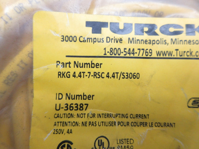 TURCK RKG4.4T-7-RSC4.4T/S3060 U-36387 250V 4A NSMP