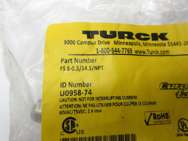 TURCK FS8-0.5/14.5/NPT U0958-74 60VAC 2A NSMP