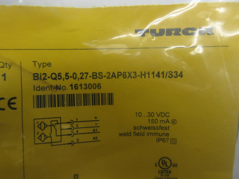 TURCK BI2-Q5.5-0.27-BS-2AP6X3-H1141/S34 1613006 10-30VDC NSMP