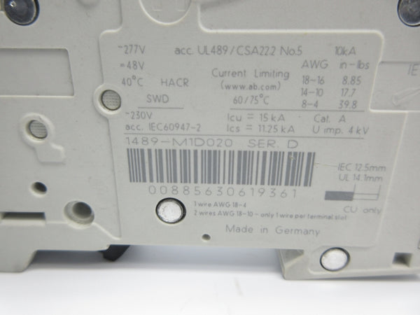 ALLEN BRADLEY 1489-M1D020 SER. D 277V 2A NSNP