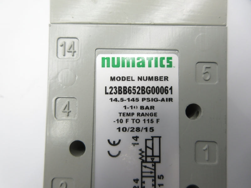 NUMATICS L23BB652BG00061 24VDC 0.15A 14.5-145PSI NSNP