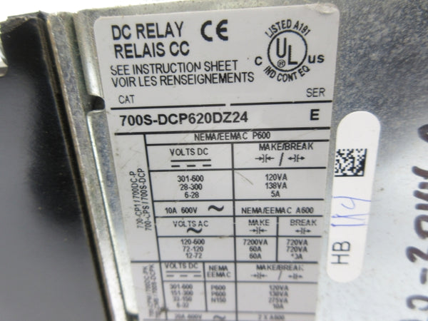 ALLEN BRADLEY 700S-DCP620DZ24 SER. E 24VDC NSNP