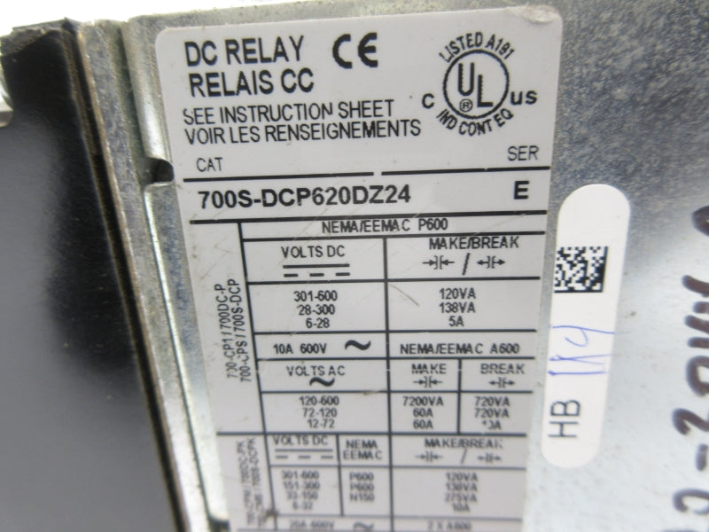 ALLEN BRADLEY 700S-DCP620DZ24 SER. E 24VDC NSNP