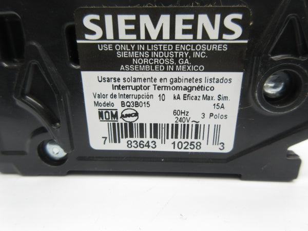 SIEMENS BQ3B015 240V 15A NSNP