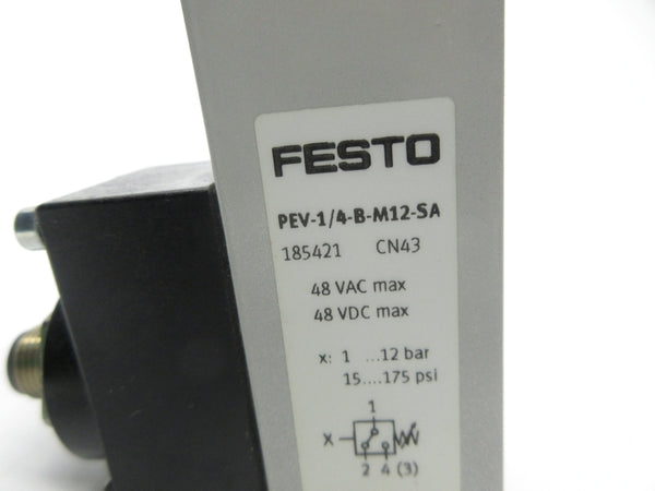 FESTO PEV-1/4-B-M12-SA 185421 48VAC/DC 75-175PSI NSNP