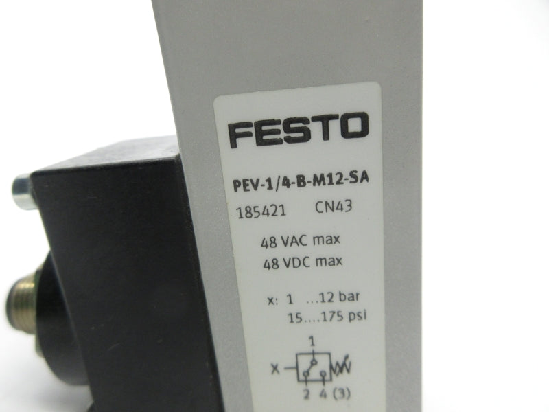 FESTO PEV-1/4-B-M12-SA 185421 48VAC/DC 75-175PSI NSNP
