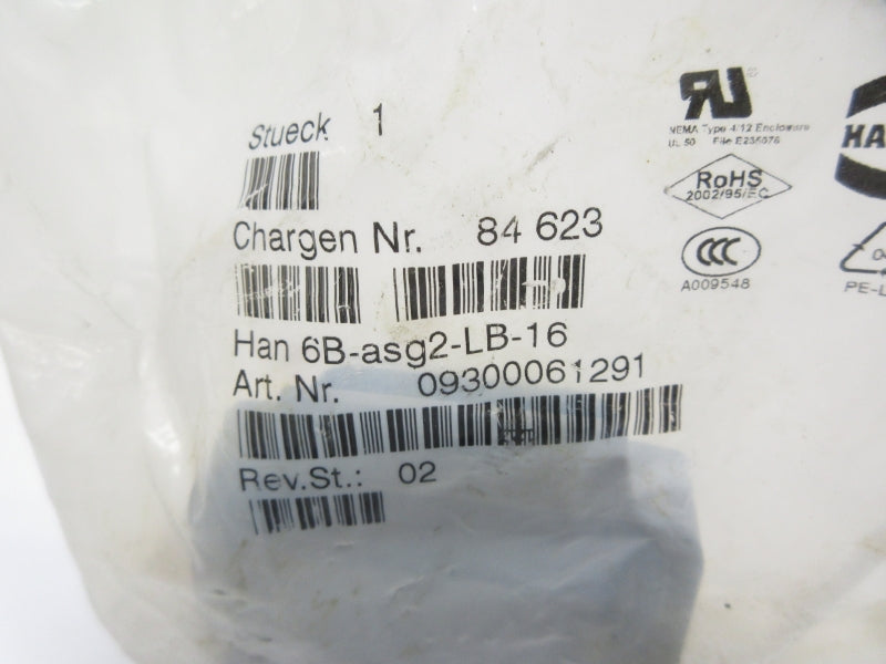 HARTING 09300061291 HAN6B-ASG2-LB-16 NSMP