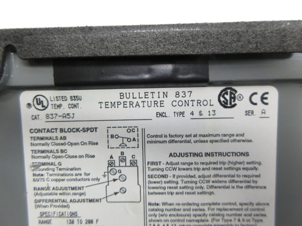 ALLEN BRADLEY 837-A5J SER. A 24-600VAC NSNP