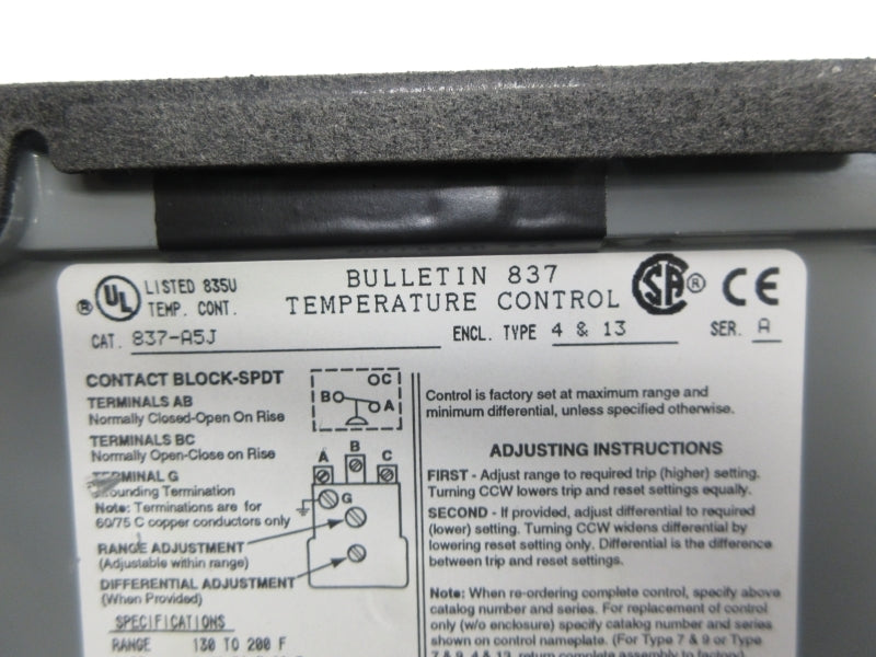 ALLEN BRADLEY 837-A5J SER. A 24-600VAC NSNP