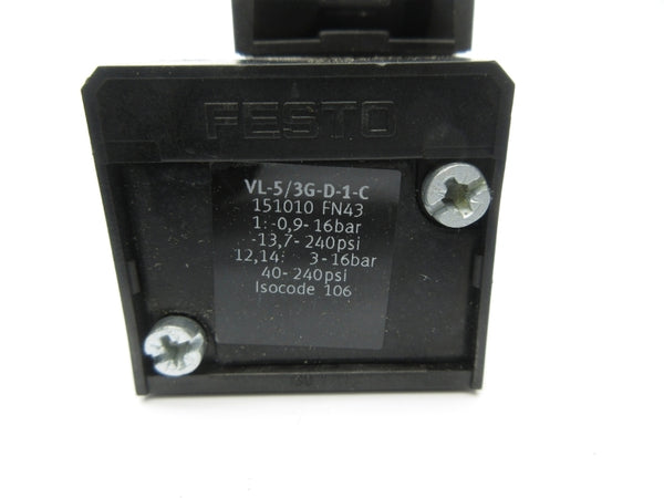 FESTO VL-5/3G-D-1-C 151010 40-240PSI NSNP