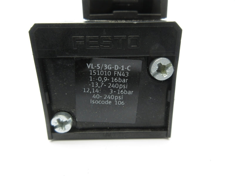 FESTO VL-5/3G-D-1-C 151010 40-240PSI NSNP