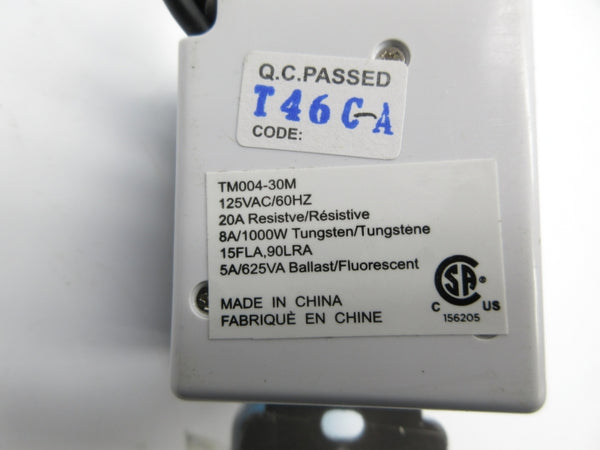 SWITCH TM004-30M 125VAC 15A NSNP