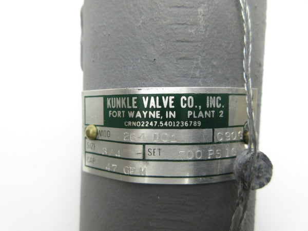 KUNKLE VALVE 264D01 700PSI 3/4" NSNP
