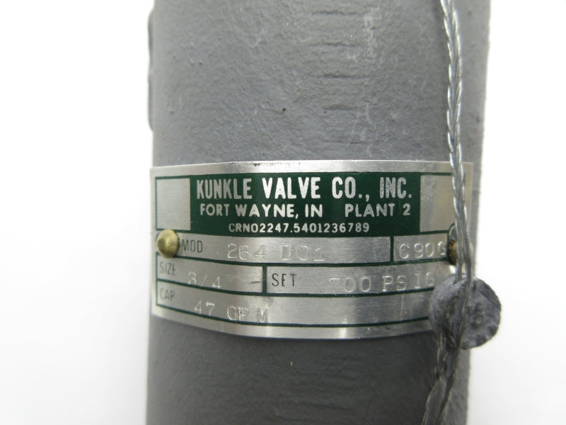 KUNKLE VALVE 264D01 700PSI 3/4" NSNP