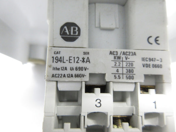 ALLEN BRADLEY 194L-E12 SER. A 690V 12A UNMP