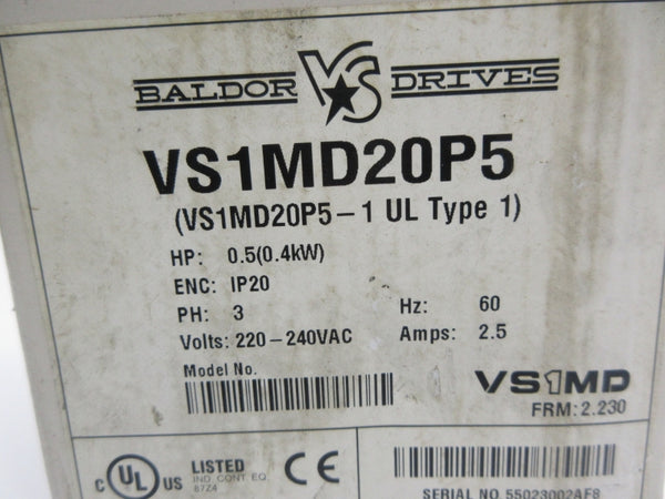 BALDOR VS1MD20P5 220-240VAC 3.9A NSMP