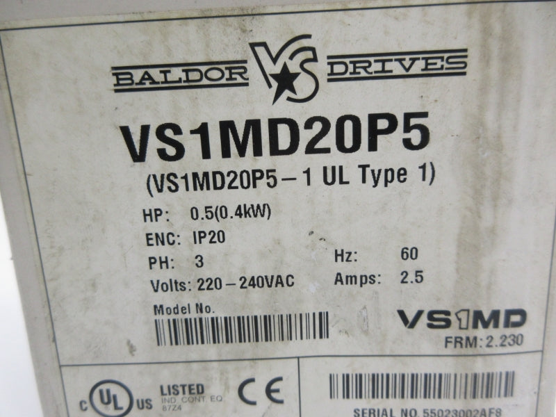 BALDOR VS1MD20P5 220-240VAC 3.9A NSMP