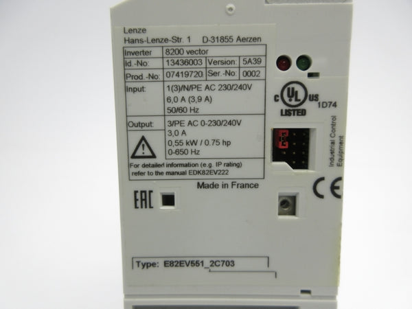 LENZE E82EV551-2C703 230/240V 6.0A NSNP