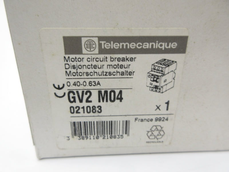 TELEMECANIQUE GV2M04 0.40-0.63A NSFS