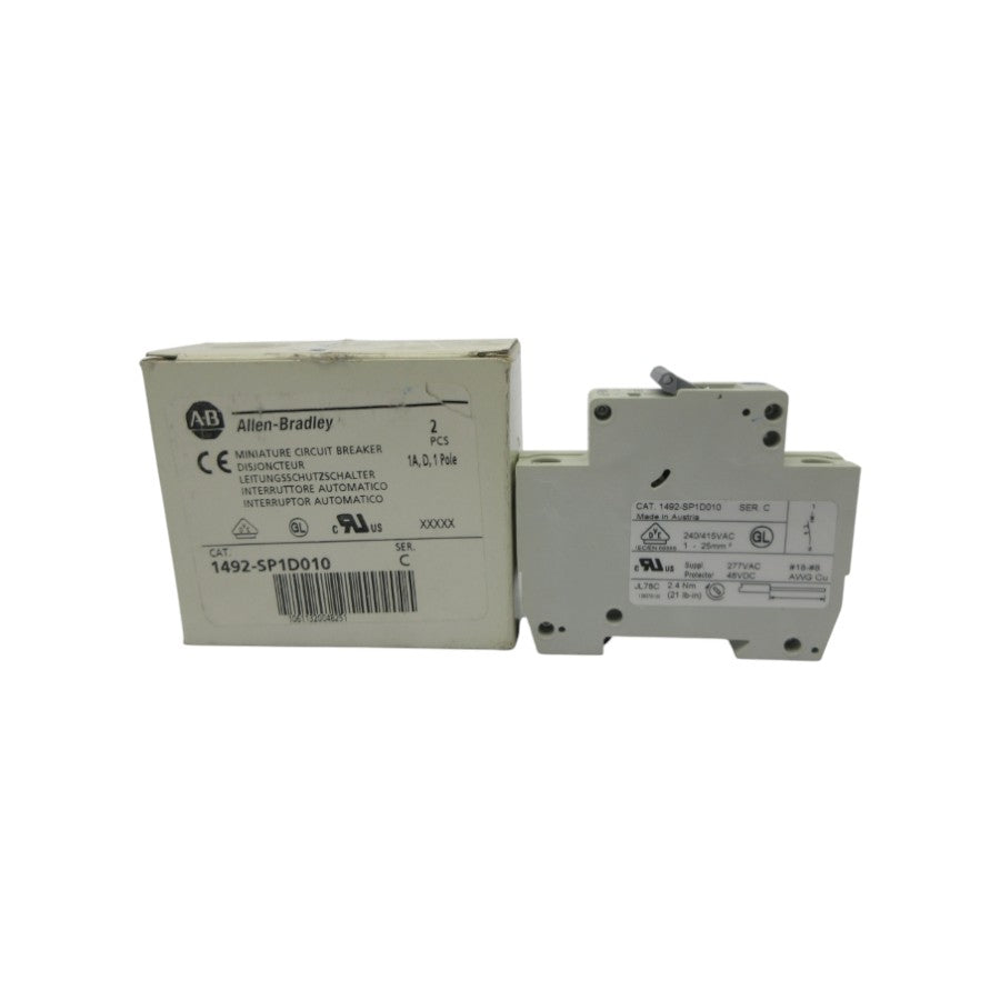 ALLEN BRADLEY 1492-SP1D010 SER. C 277VAC 1A (PKG OF 2) NSMP