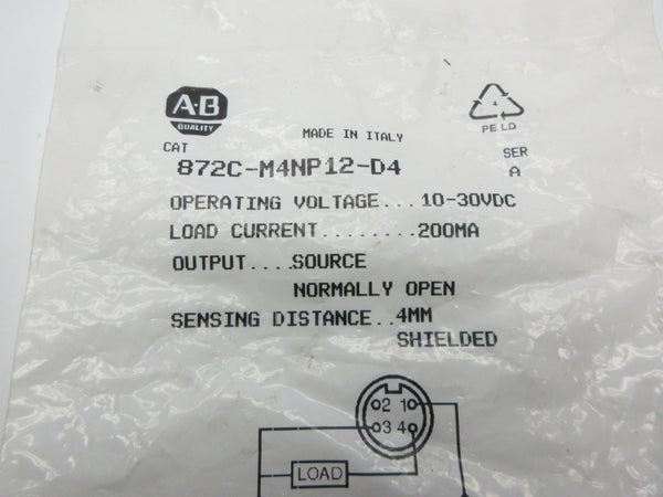 ALLEN BRADLEY 872C-M4NP12-D4 SER. A 10-30VDC NSMP