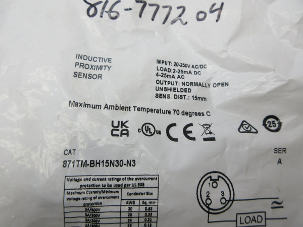 ALLEN BRADLEY 871TM-BH15N30-N3 SER. A 20-250VAC/DC NSMP