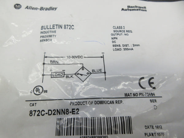 ALLEN BRADLEY 872C-D2NN8-E2 SER. D 10-30VDC NSMP