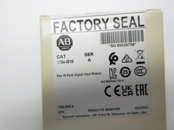 ALLEN BRADLEY 1794-IB16 SER. A DATE: 2022 (WH) NSFS