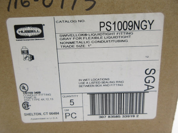 HUBBELL PS1009NGY 1" (PKG OF 5) NSMP