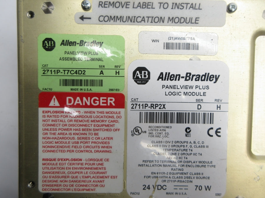 ALLEN BRADLEY 2711P-T7C4D2 SER. A 24VDC REV. H NSNP