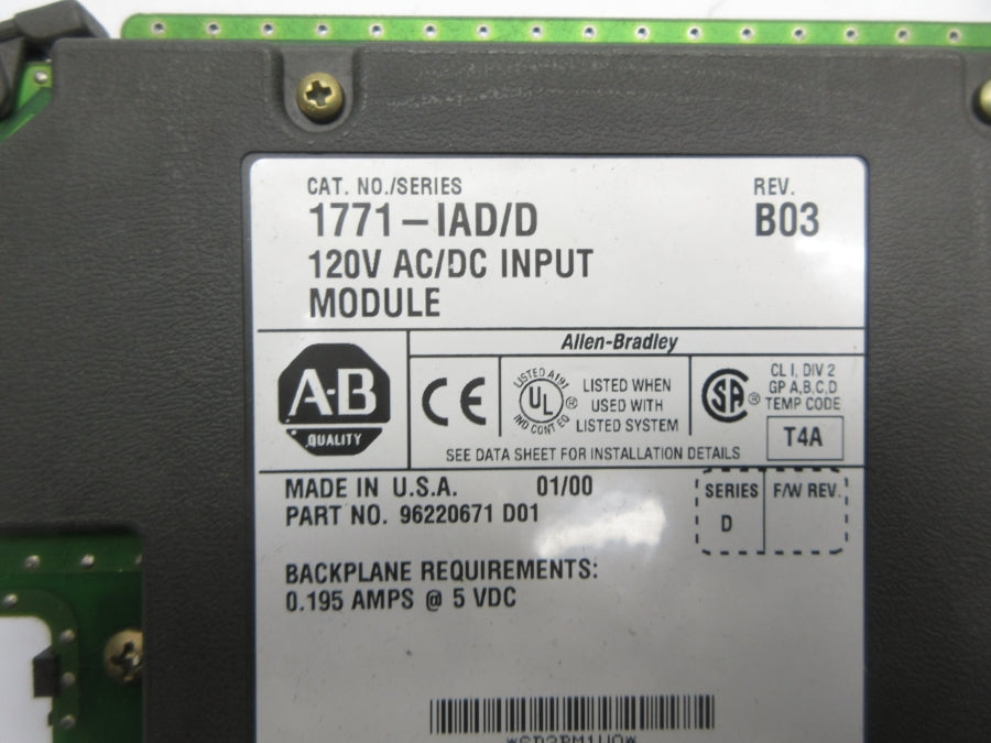 ALLEN BRADLEY 1771-IAD SER. D 120VAC REV. B03 NSNP