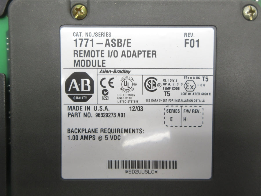 ALLEN BRADLEY 1771-ASB SER. E F/W H REV. F01 NSMP