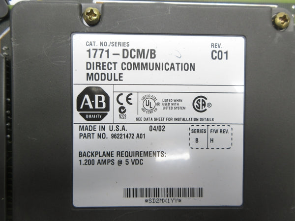 ALLEN BRADLEY 1771-DC SER. B F/W H REV. C01 NSNP