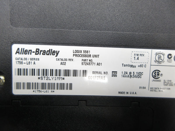 ALLEN BRADLEY 1756-L61 SER. A F/W 1.4 24VDC (NO KEY) NSNP