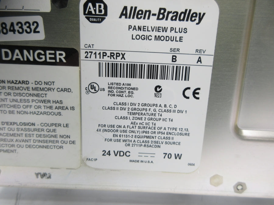 ALLEN BRADLEY 2711P-RPX SER. B 24VDC REV. A NSNP