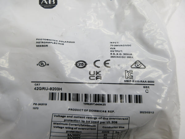 ALLEN BRADLEY 42GRU-9203H SER. C 70-264VAC NSMP