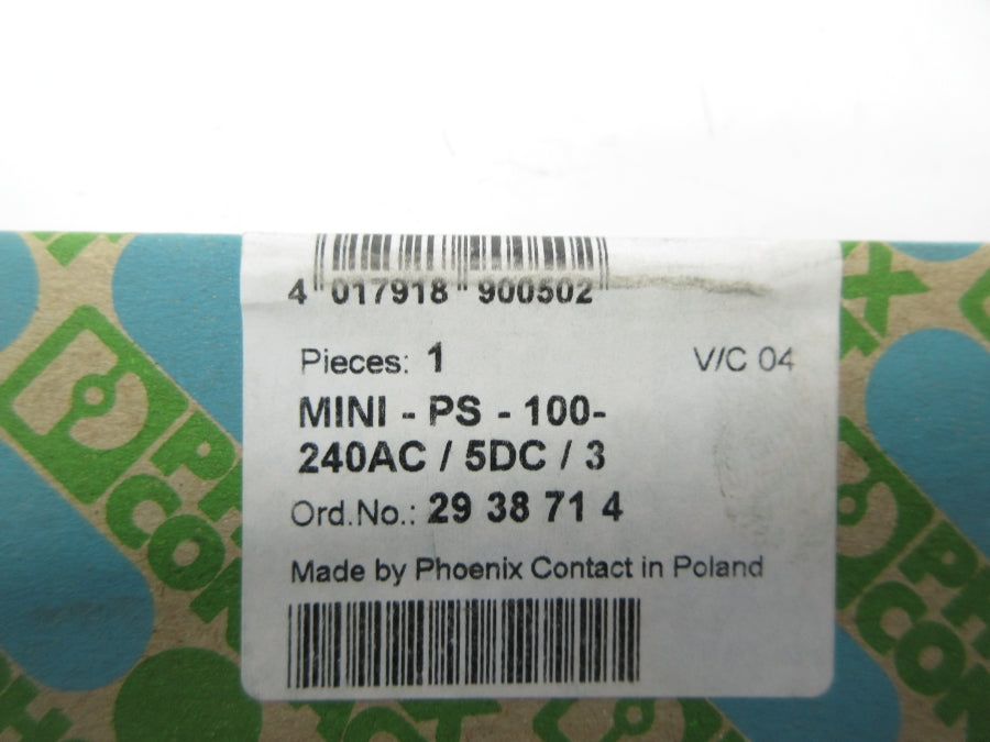 PHOENIX CONTACT MINI-PS-100-240AC/5DC/3 2938714 NSFS