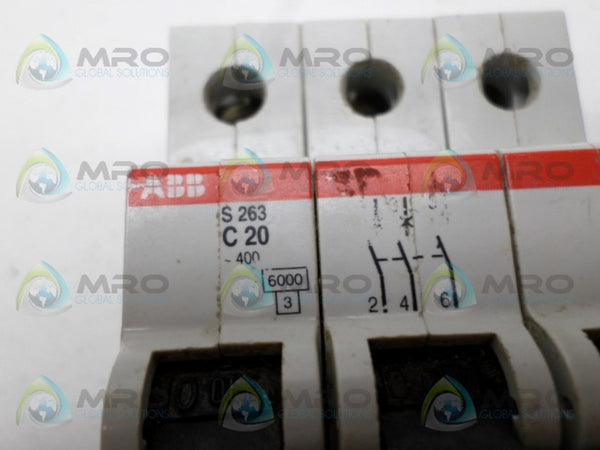 ABB S263-C20 CIRCUIT BREAKER 20A UNMP