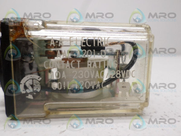 A-A ELECTRIC AAE-A201-0 RELAY 120VAC UNMP