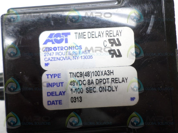 AIROTRONICS TNC9(48)100XA3H TIME DELAY RELAY 48VDC UNMP