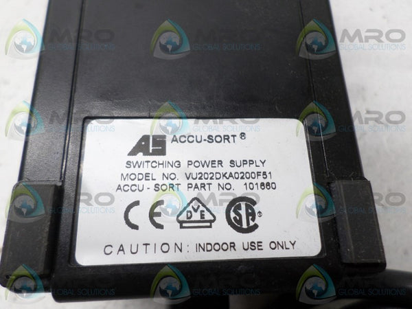 ACCU-SORT VU202DKA0200F51 POWER SUPPLY UNMP