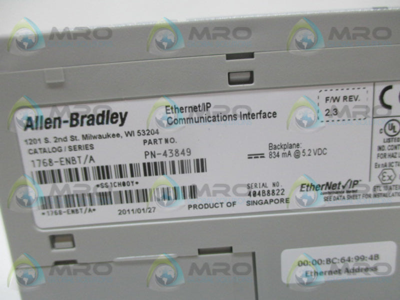ALLEN BRADLEY 1768-ENBT SER. A F/W 2.3  NSMP