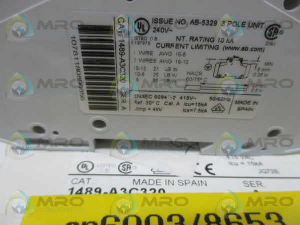 ALLEN BRADLEY 1489-A3C320 SER. A CIRCUIT BREAKER 32A  NSMP
